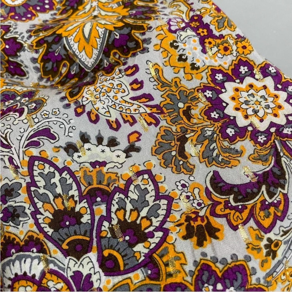 Soft Surroundings Blouse‎ Purple Paisley Floral Gold Metallic Floral Boho Sz XL - Picture 11 of 11